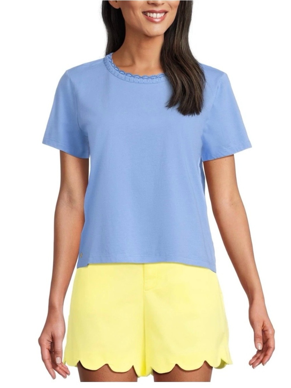 Lilly Pulitzer Clairmont Crochet Trimmed Knit Top - Sunwashed Blue-NWT-size XXL